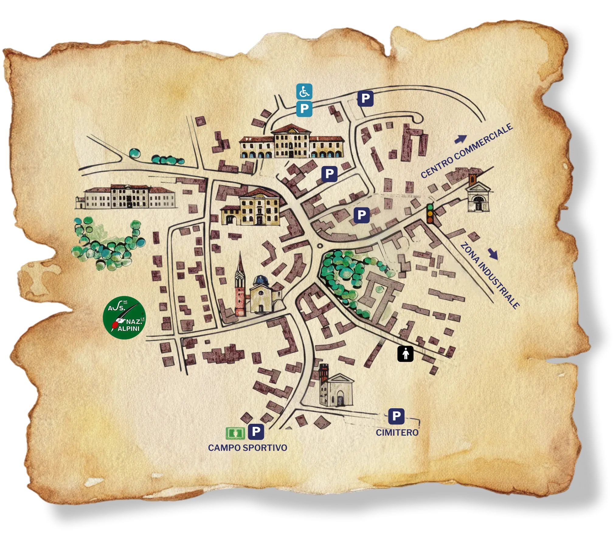 Mappa illustrata del paese di Gaiarine